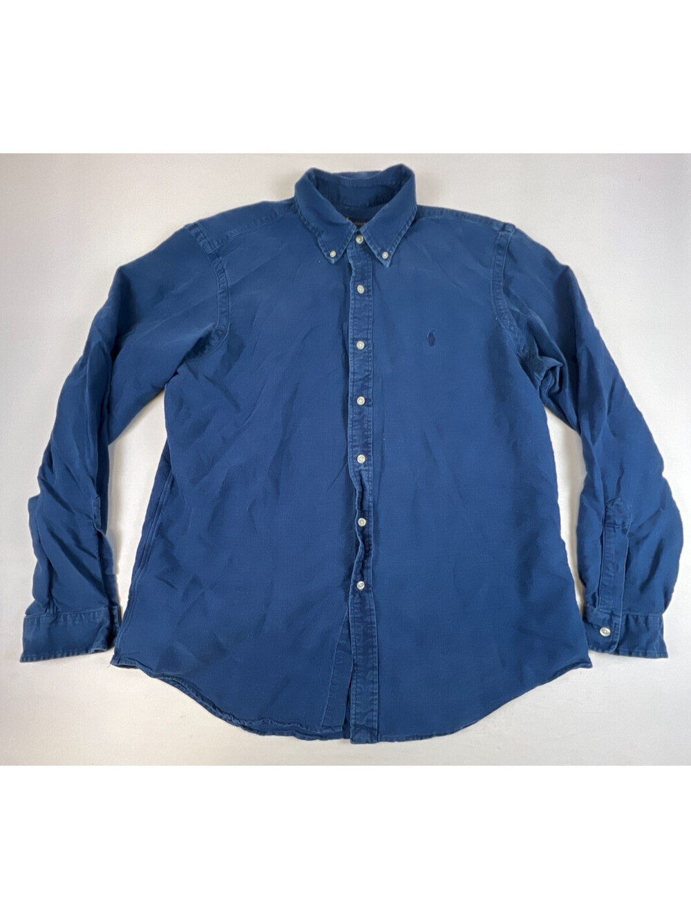 Ralph Lauren Men L Blue Indigo Oxford Button-Down Shirt Long Sleeve
